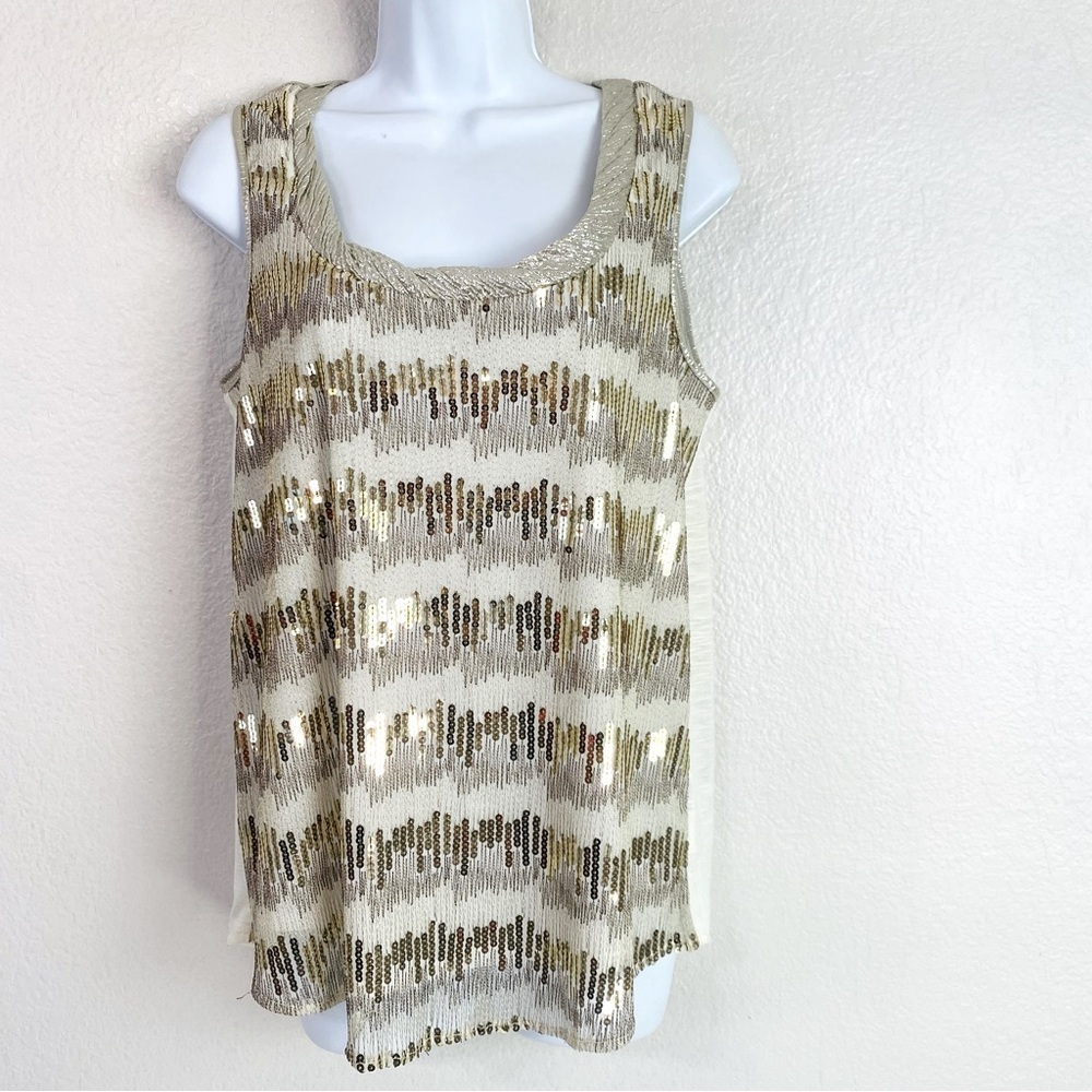 Miss Me Gold Sequin Tank Top Size S